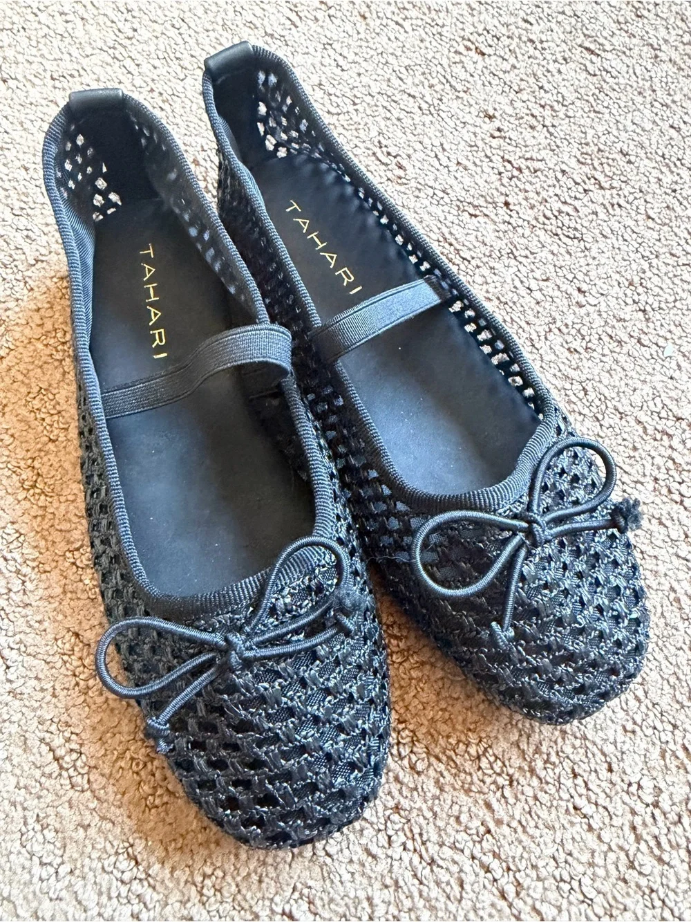 Tahari Girls Black Woven Mary Jane Ballet Flats Youth Size 1 Bow Dress Shoes